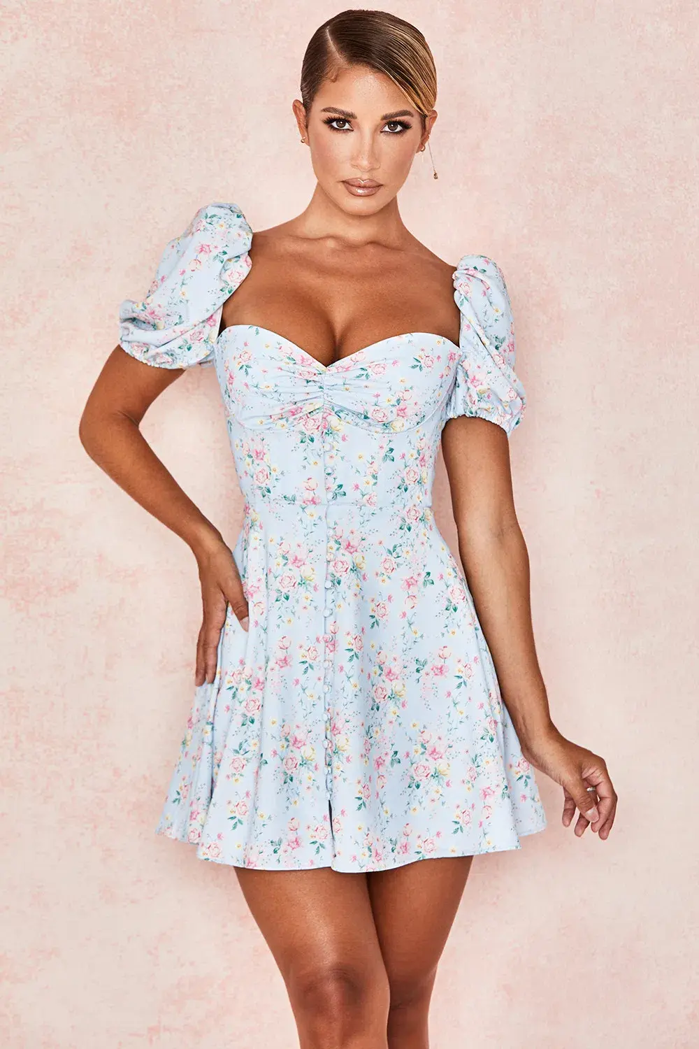 House Of CB Aria Mini Sundress Blue Floral Size S / Au 8 - Image 2