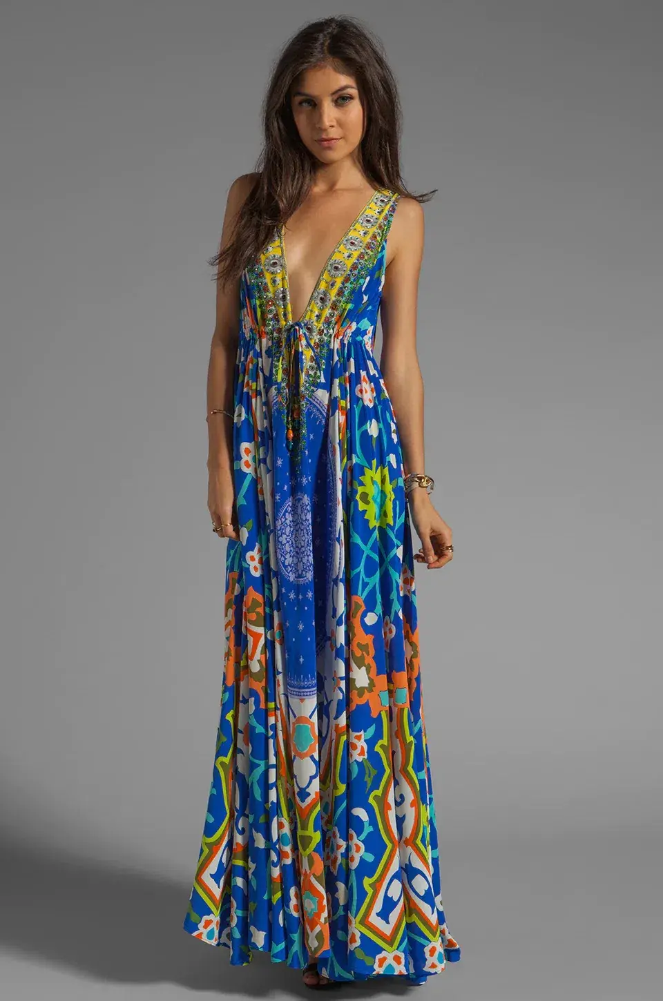 Camilla Road to Nowhere V Neck Drawstring Maxi in Formentera Size 16/XL - Image 1
