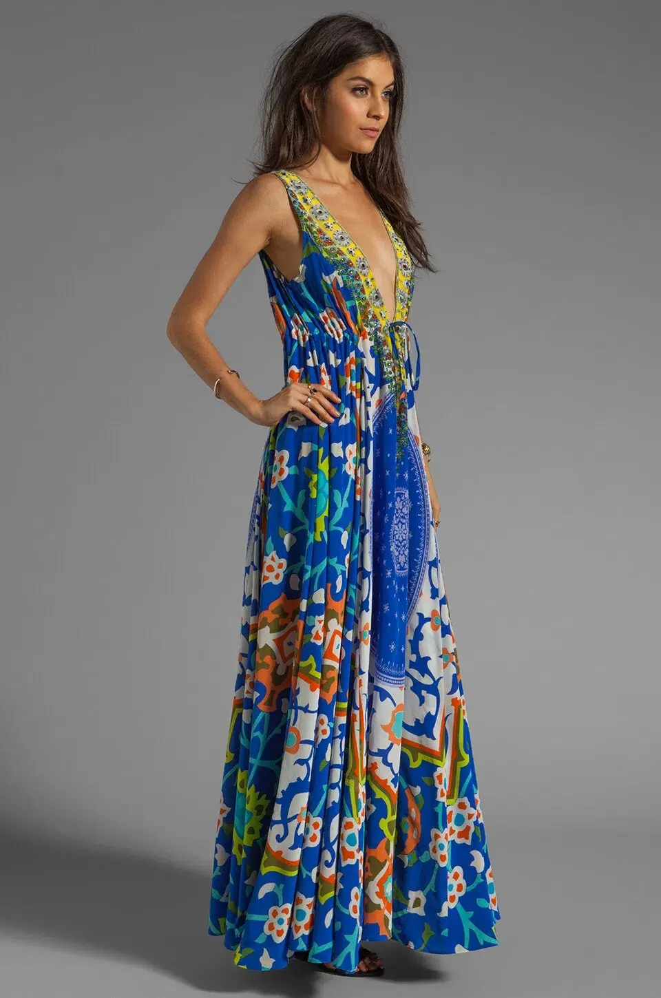 Camilla Road to Nowhere V Neck Drawstring Maxi in Formentera Size 16/XL - Image 3