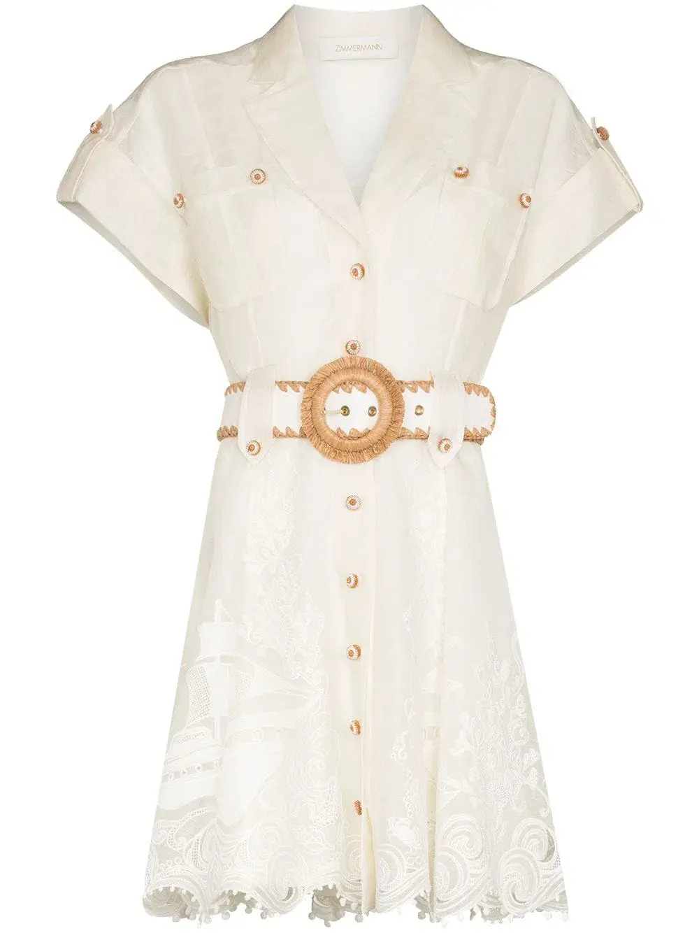 Zimmermann Postcard Embroidered Mini Dress White Size 0 / AU 8 - Image 4