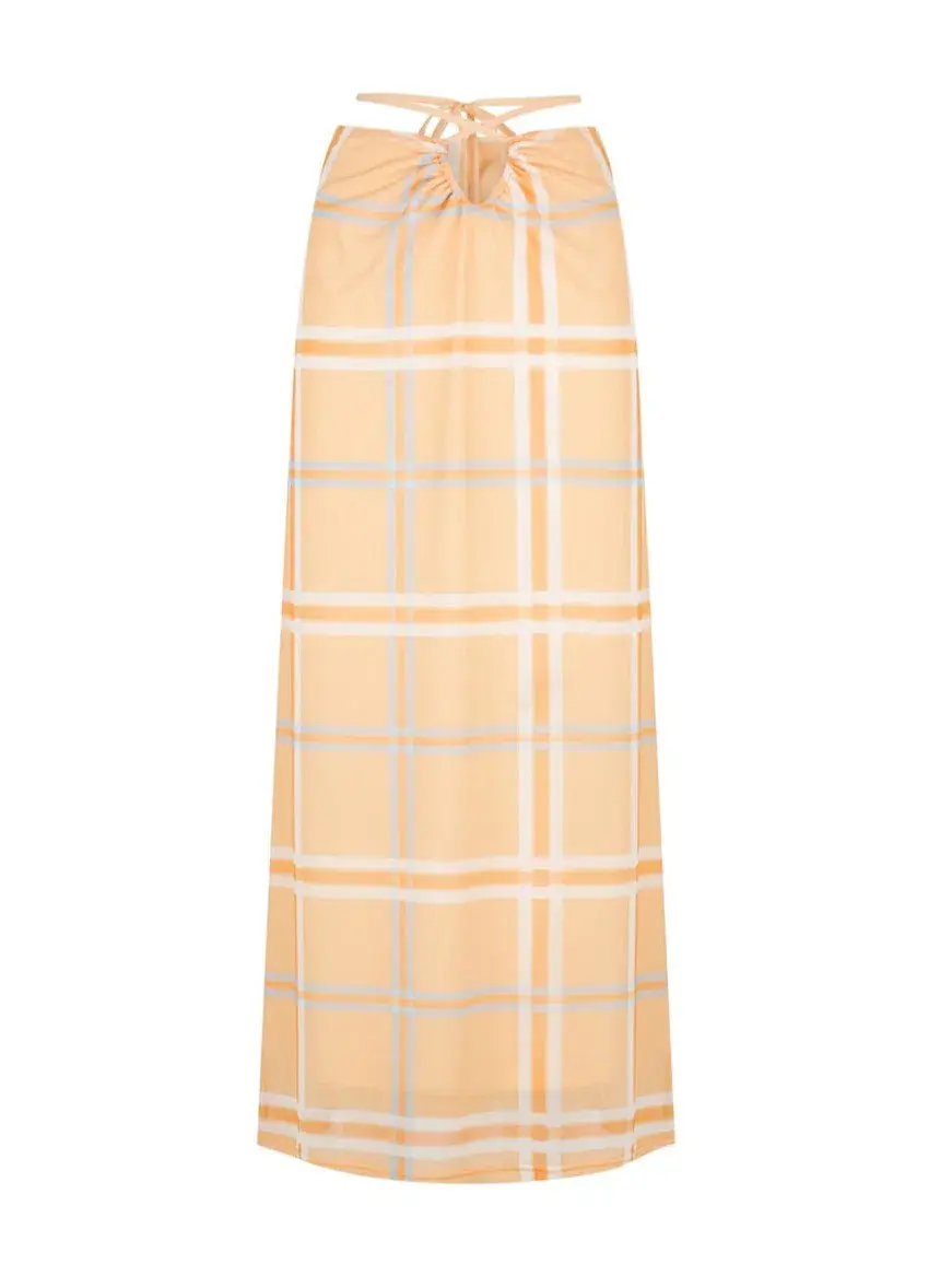 Hansen & Gretel Dalai Top and Saskia Skirt Tangelo Check Orange Size 8 - Image 6