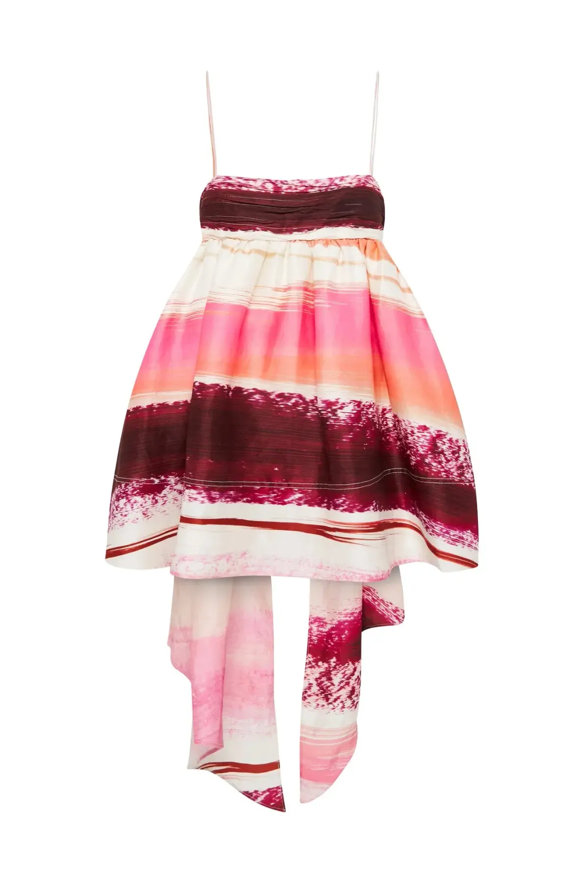 AJE Kasbah Sunset Stripe Ruched Bow Back Mini Dress Print Size 8 - Image 5