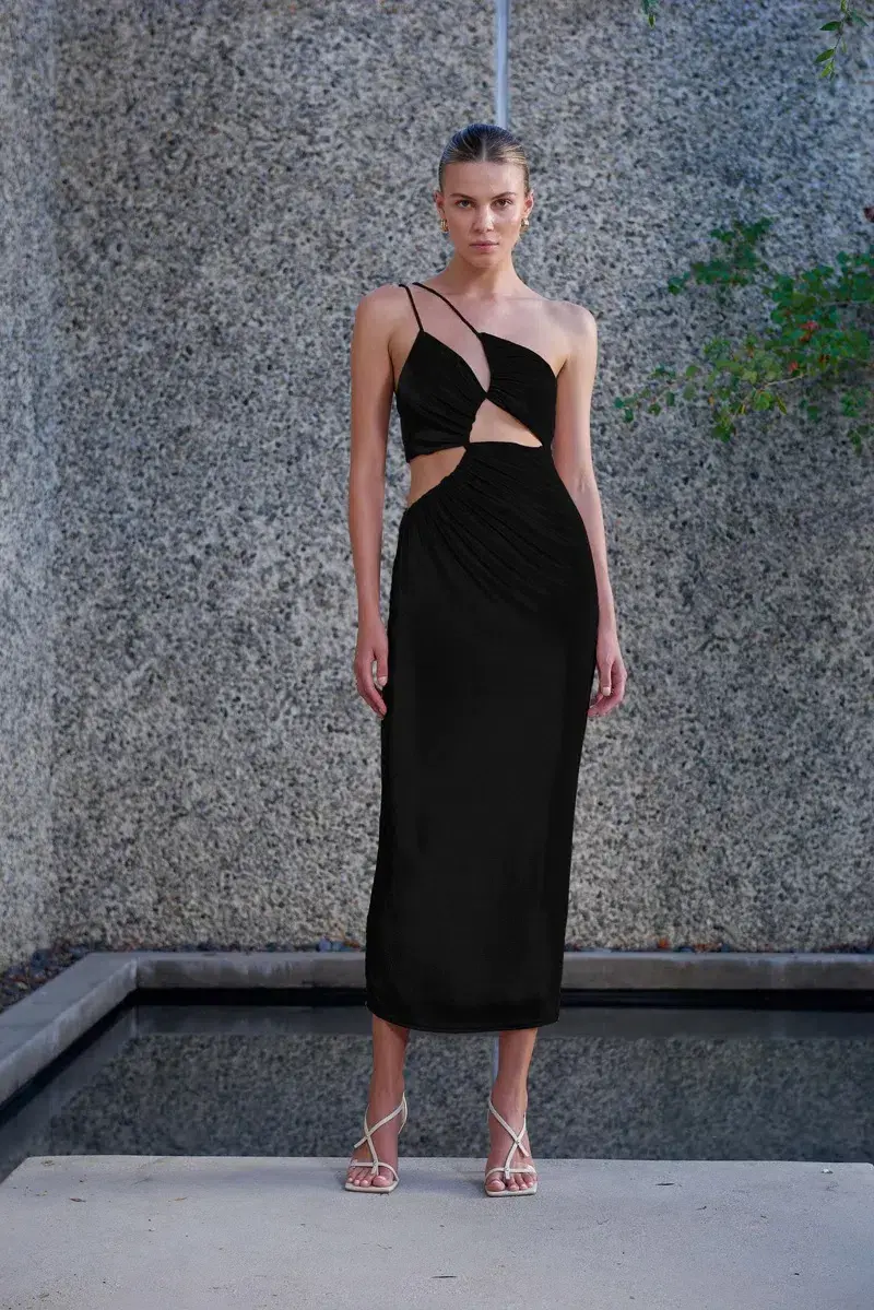 MISHA Bernette Midi Dress Black Size 6/XS - Image 1