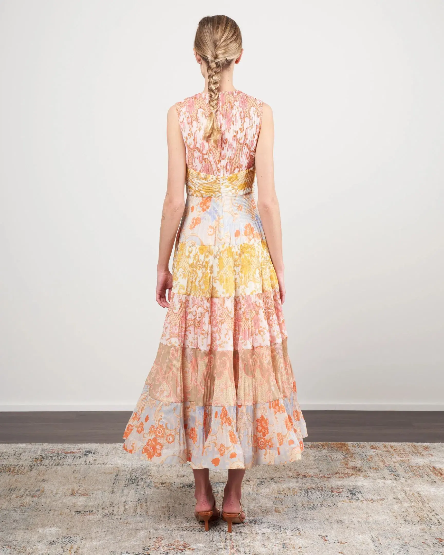 Zimmermann Postcard Pleated Midi Dress Spliced Size 2 / Au 12 - Image 2