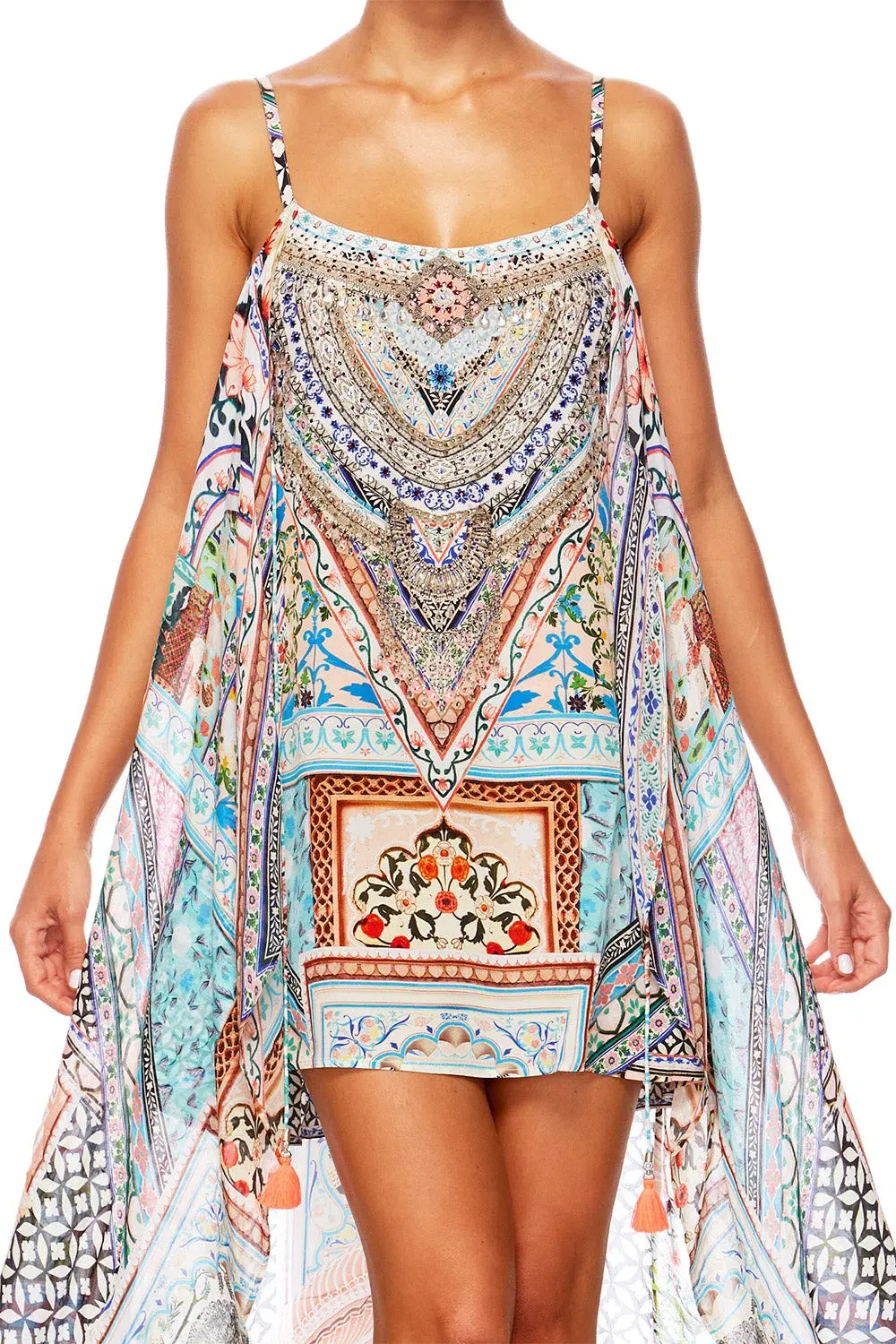 Camilla Mini Dress With Long Overlay Lady Lake Print Size 8 - Image 3