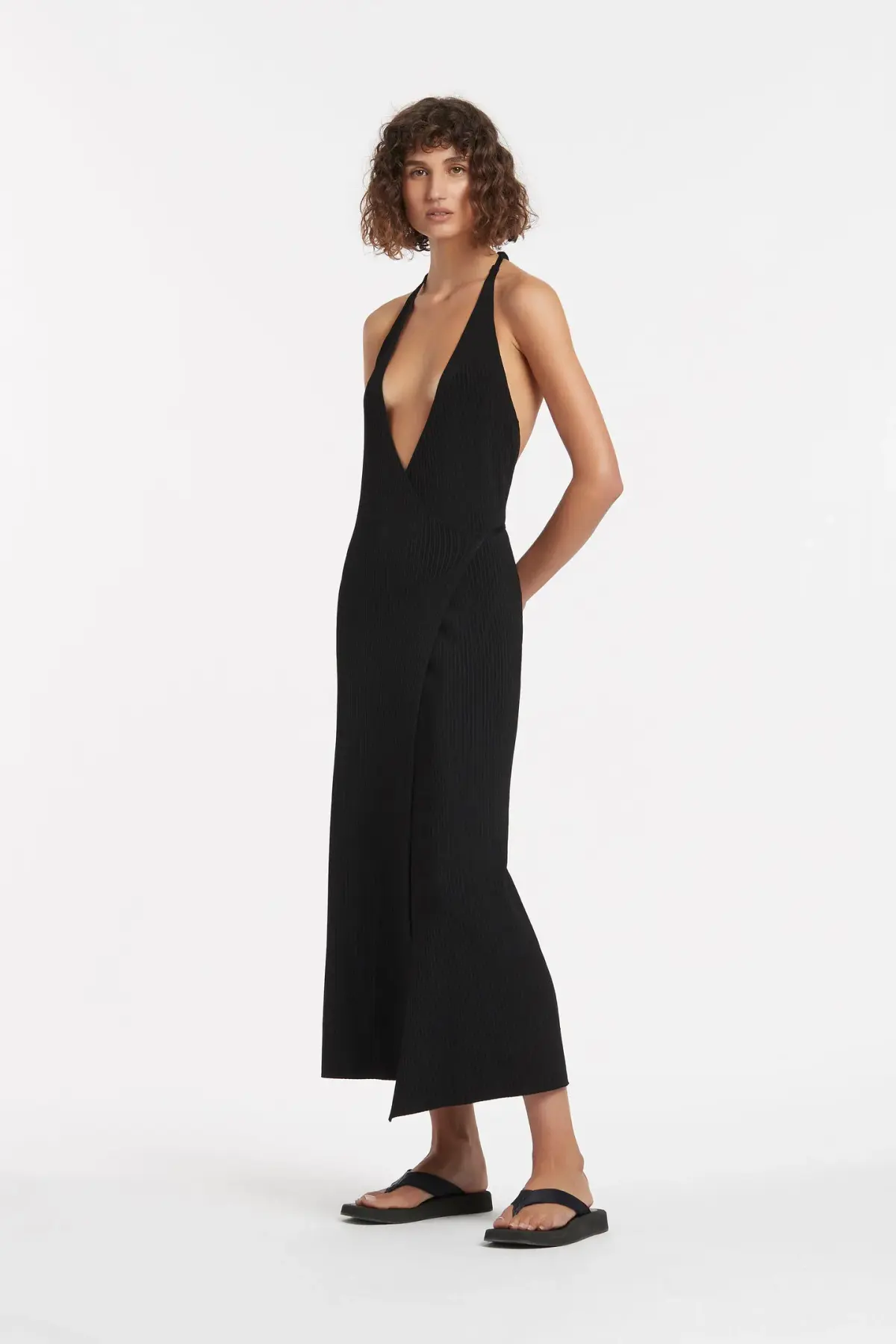 Sir The Label Kelvin Wrap Midi Dress Black Size 1 - Image 1