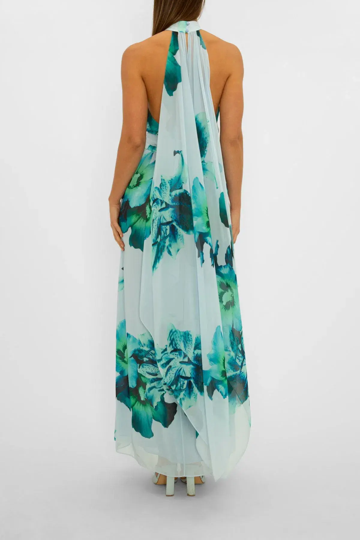 Carla Zampatti Blue Mid Summer Night Dream Gown Print Size 6 - Image 4