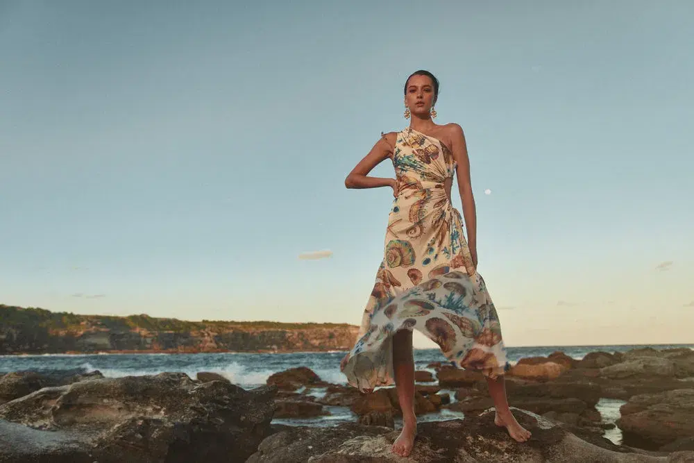 Sonya Moda Nour Maxi Dress Seashell Print Size 8 - Image 9