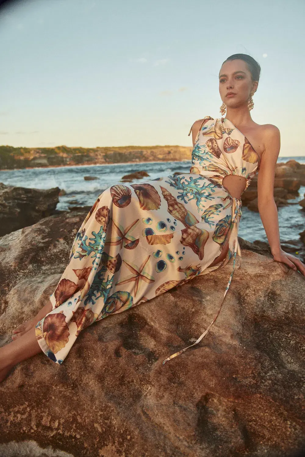 Sonya Moda Nour Maxi Dress Seashell Print Size 8 - Image 3