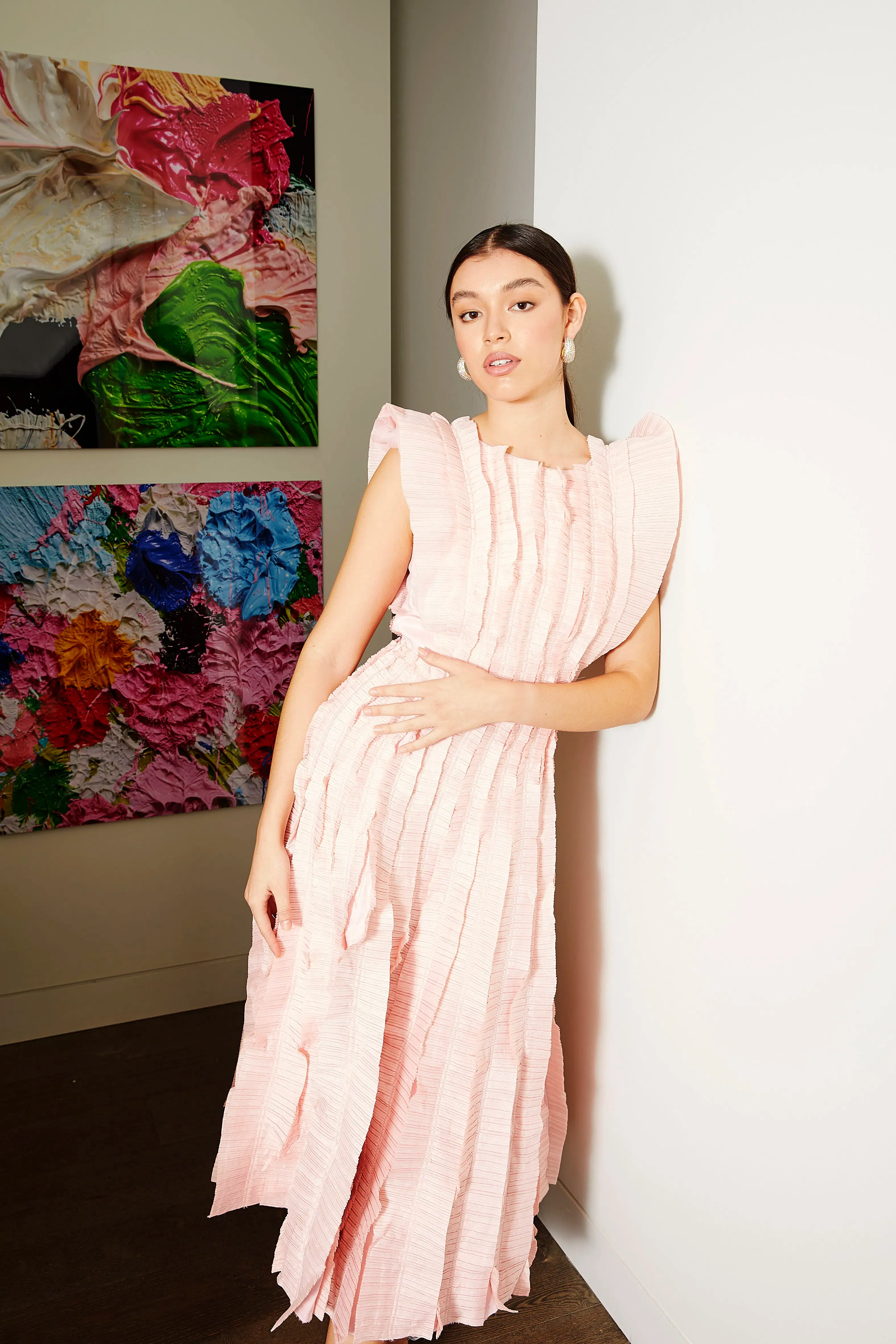 Aje Hybrid Midi Dress Pink Size 6 - Image 1