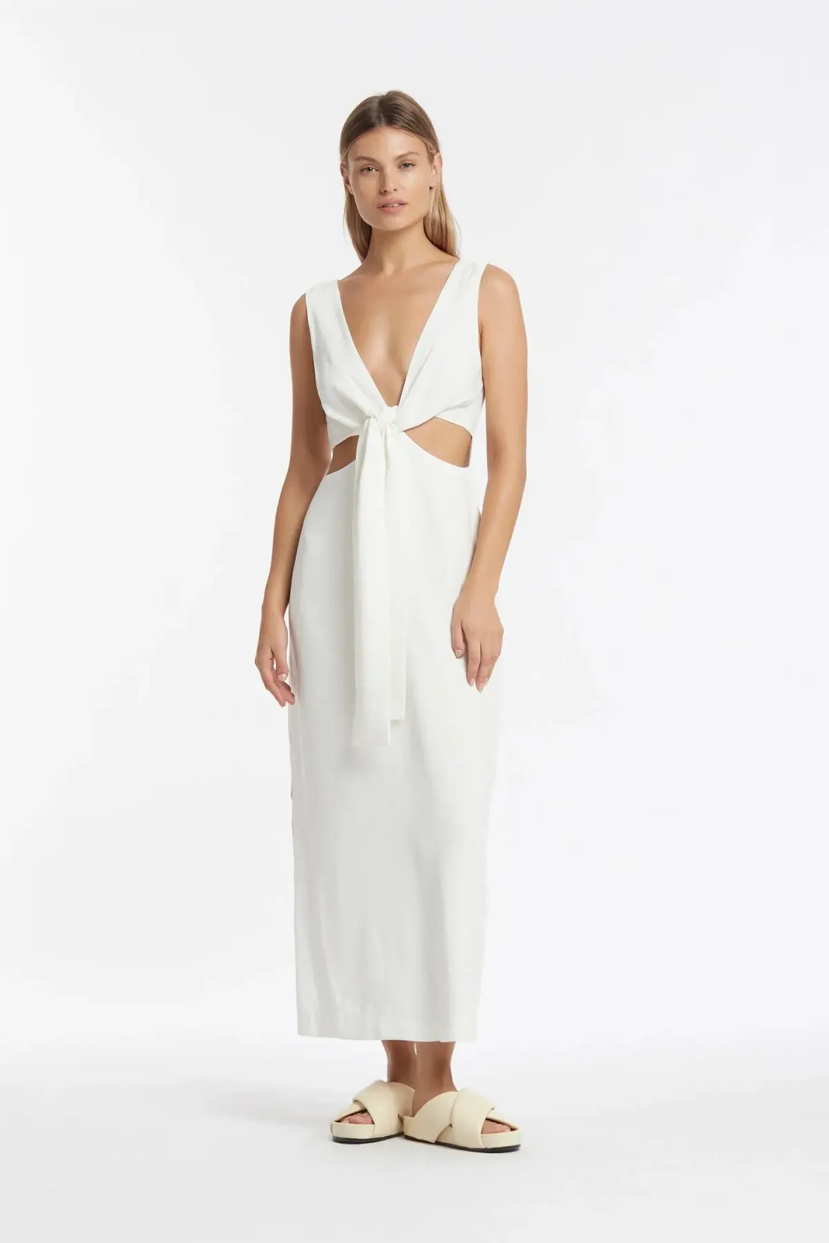 Sir the Label Clemence V Neck Dress White Size AU 10 - Image 1