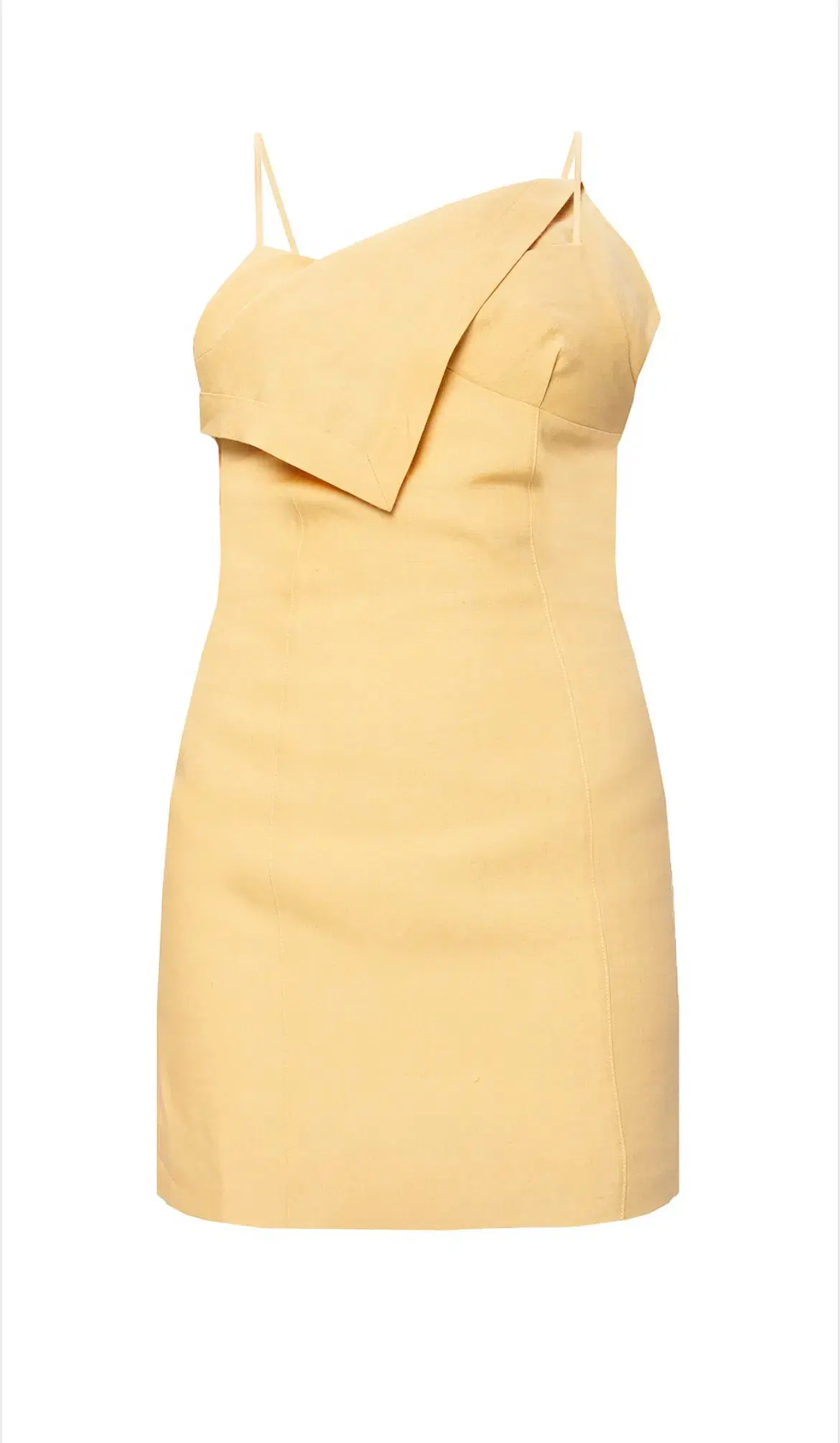 Jacquemus La Robe Drap Mini Dress Yellow Sand Size 8 - Image 4
