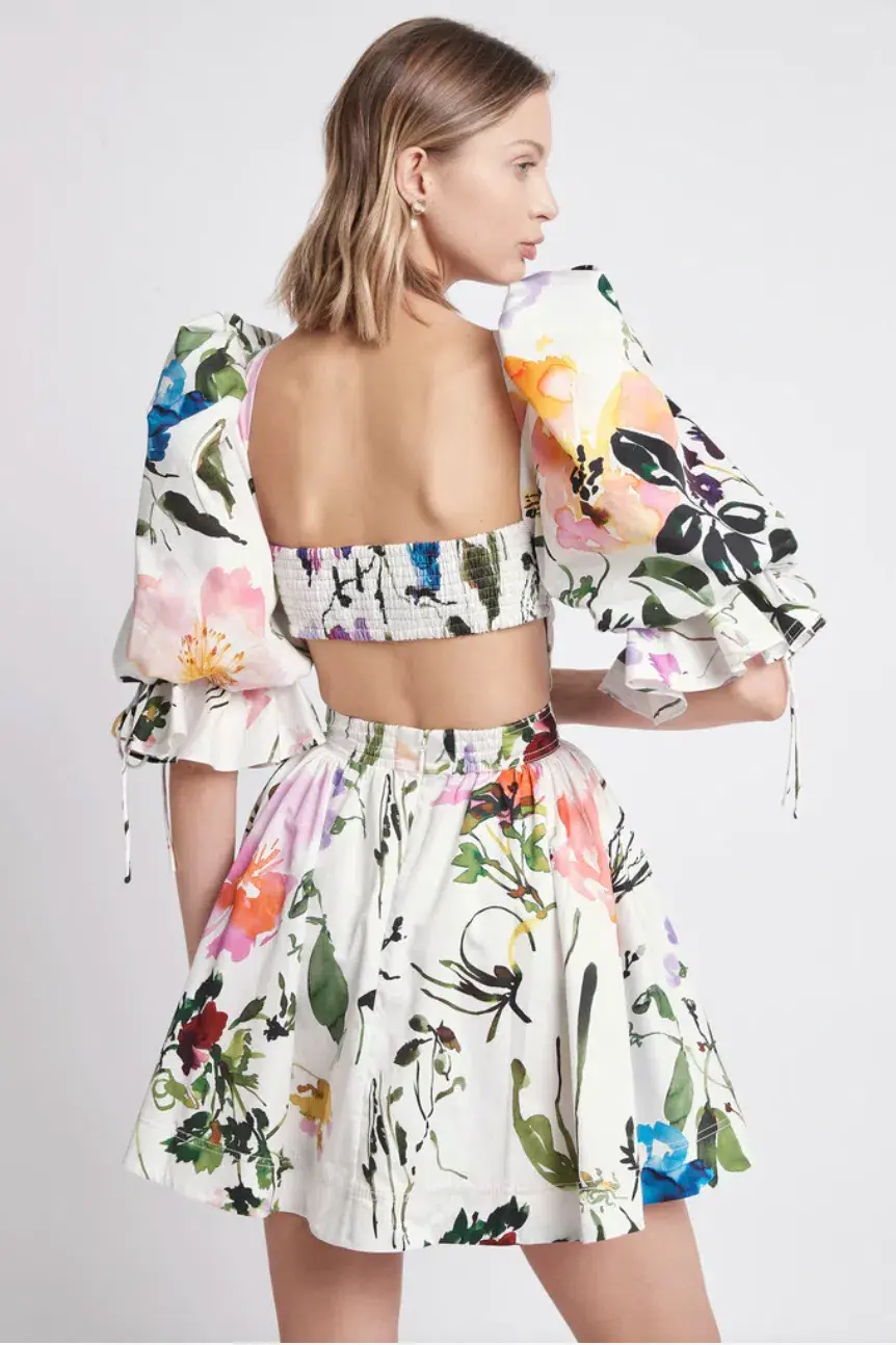 Aje The Drift Puff Sleeve Mini Dress in Botanic Floral Size 4 - Image 3