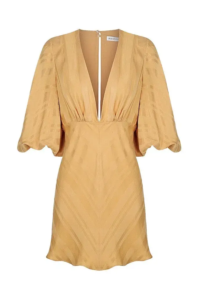Shona Joy Daisy Balloon Sleeve Bias Dress Saffron Size 8 - Image 3