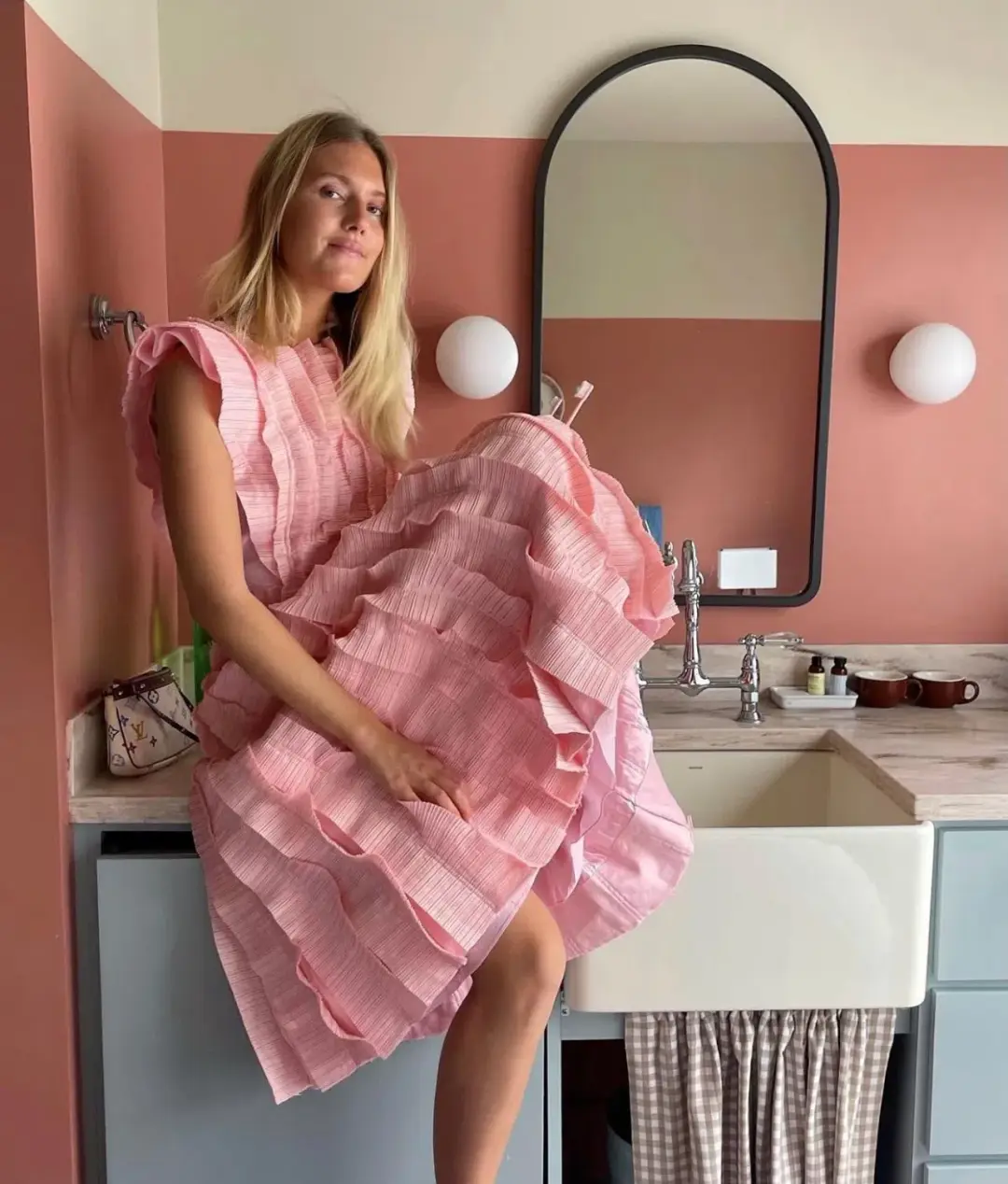 Aje Hybrid Midi Dress in Rose Pink Size 14  for rent on The Volte - main image