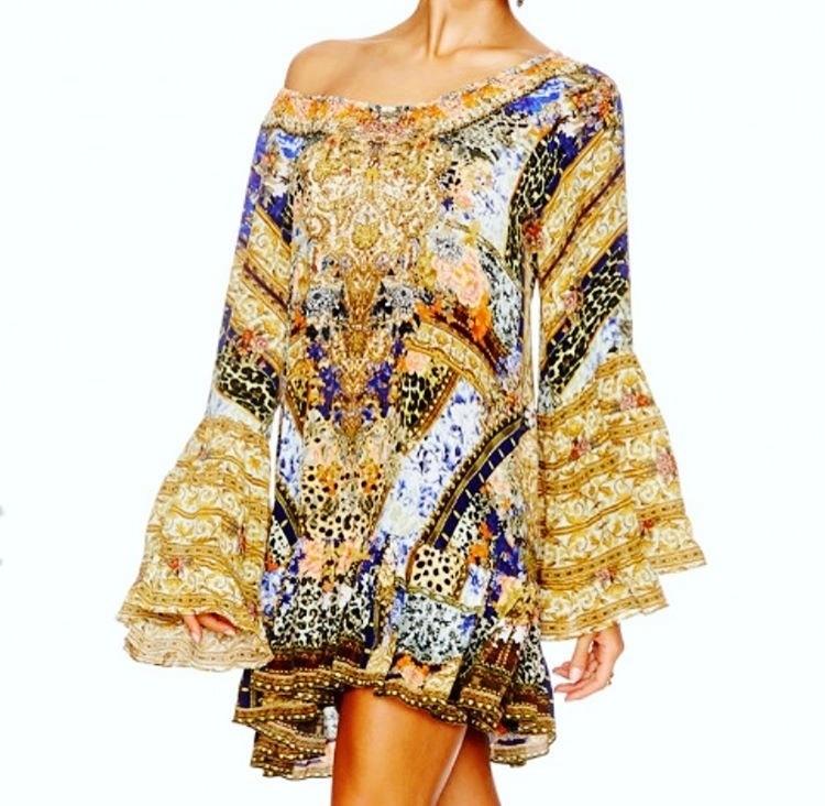 Camilla Two Of A Kind A Line Frill Dress Print Size 2 - Image 1