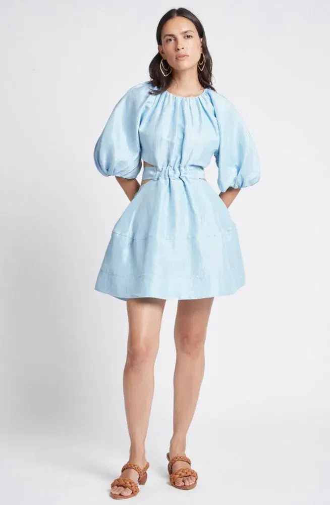 Aje Psychedelia Cut Out Mini Dress in Pale Blue Size 4 - Image 1