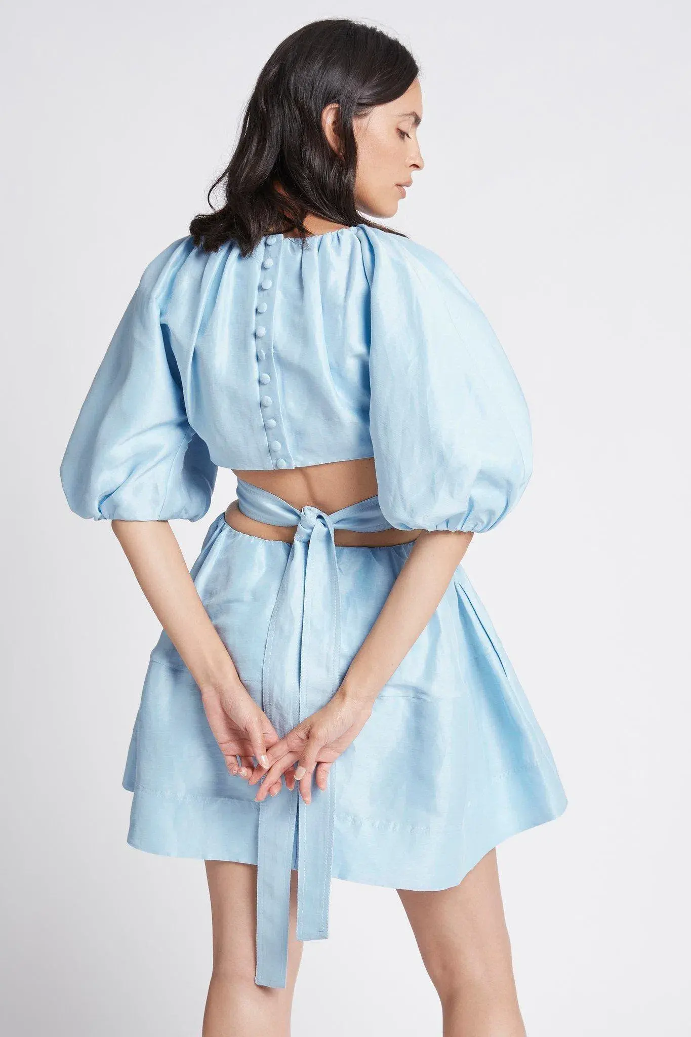 Aje Psychedelia Cut Out Mini Dress in Pale Blue Size 4 - Image 4