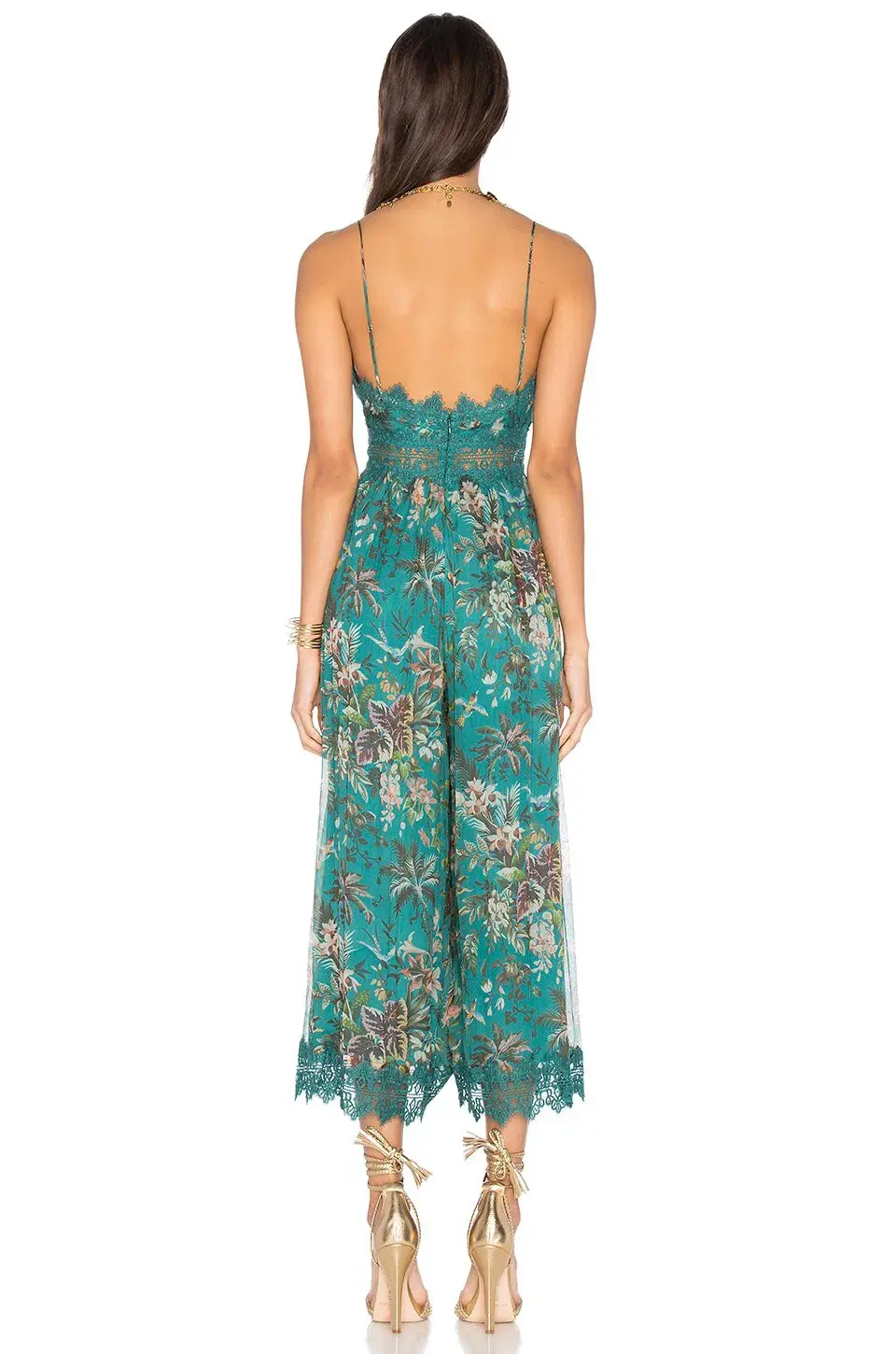 Zimmermann Silk Tropicale Crinkle Jumpsuit Teal Floral Green Size 0 / AU 8 - Image 2