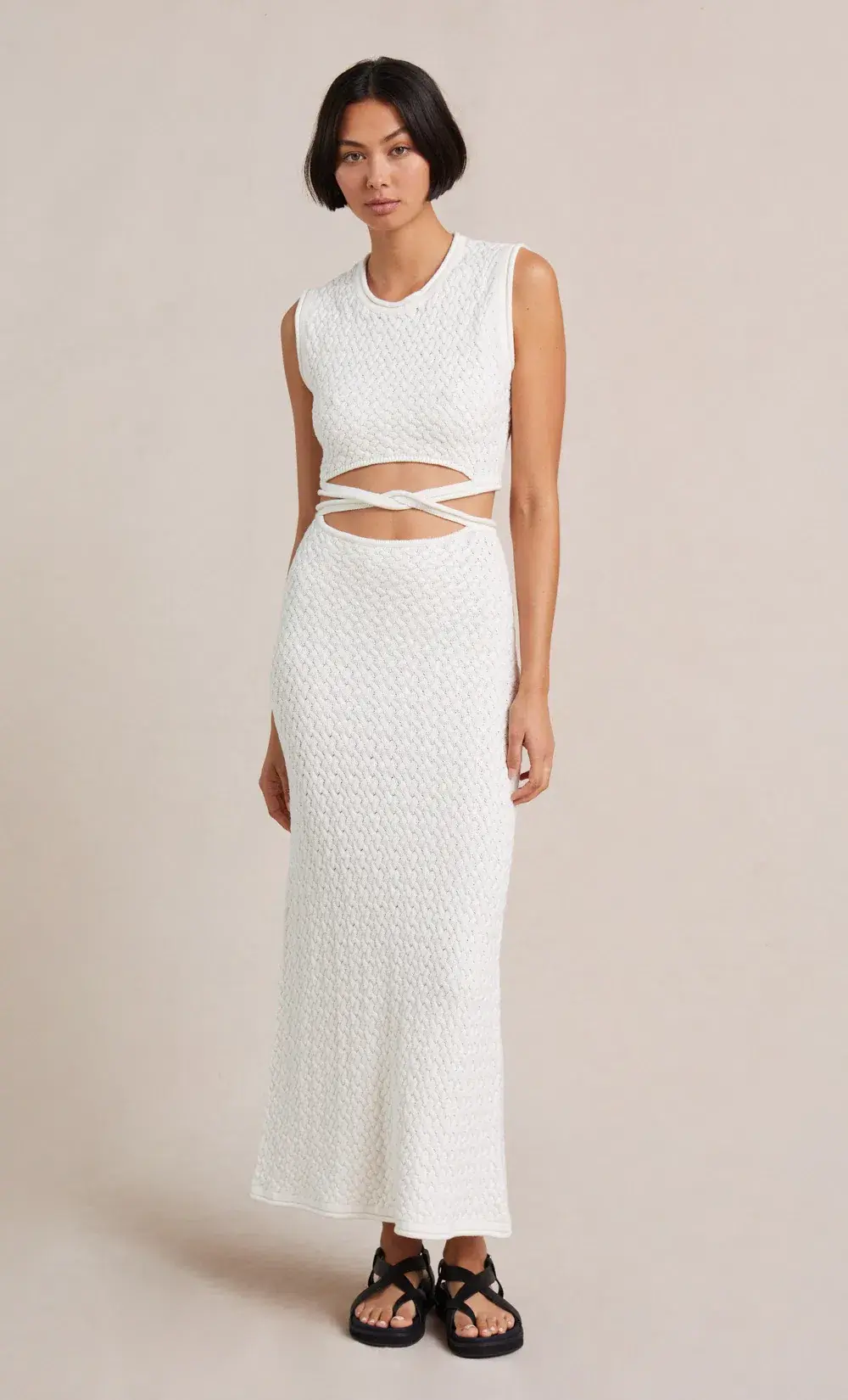 Bec & Bridge Effie Knit Cut Out Dress White Size 8  - Image 1