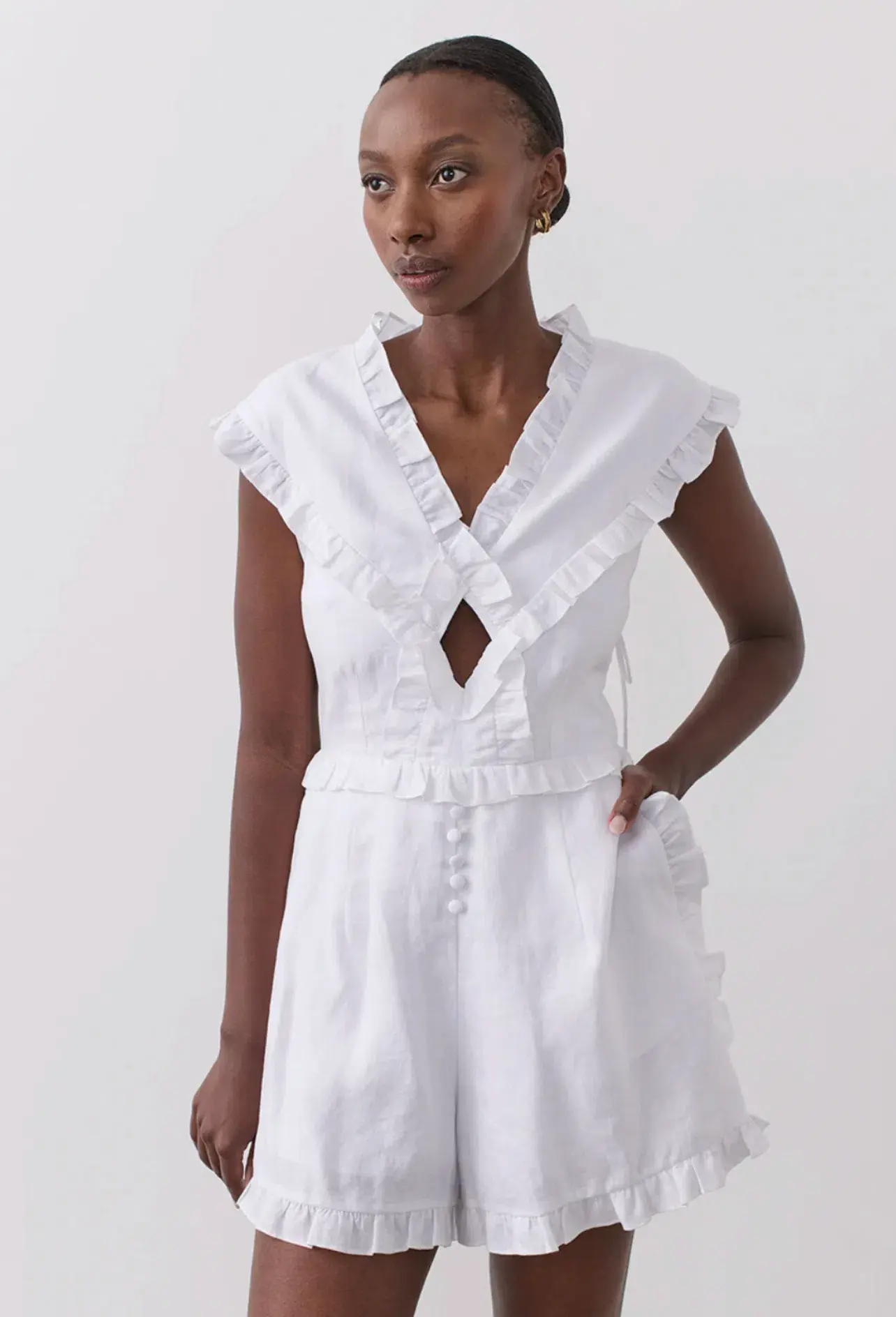 Joslin Kayla Linen Playsuit White - Image 4