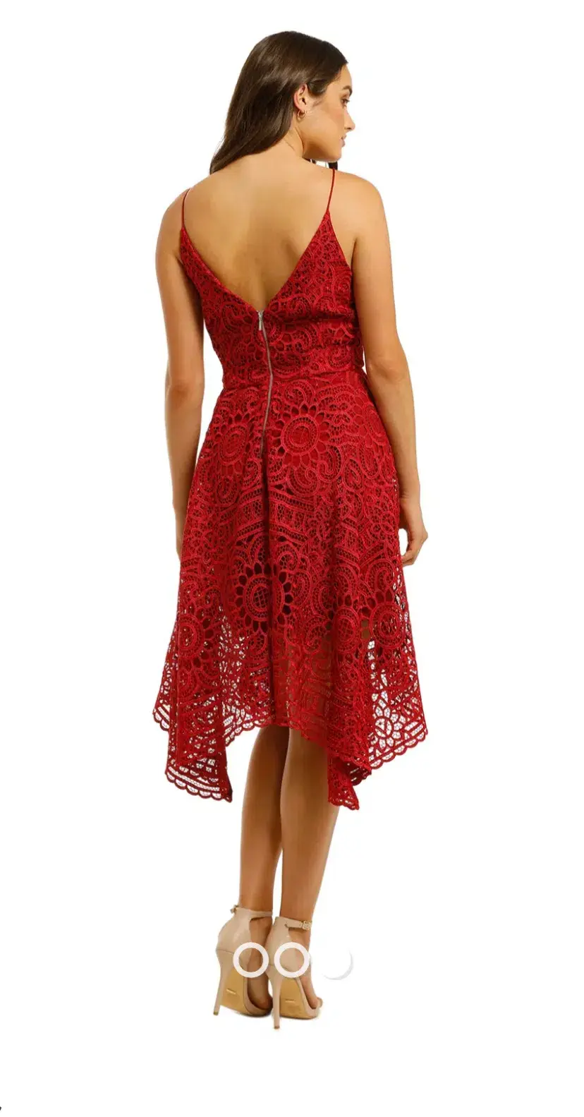 Nicholas Floral Lace Ball Dress Berry Red Size 12 - Image 3