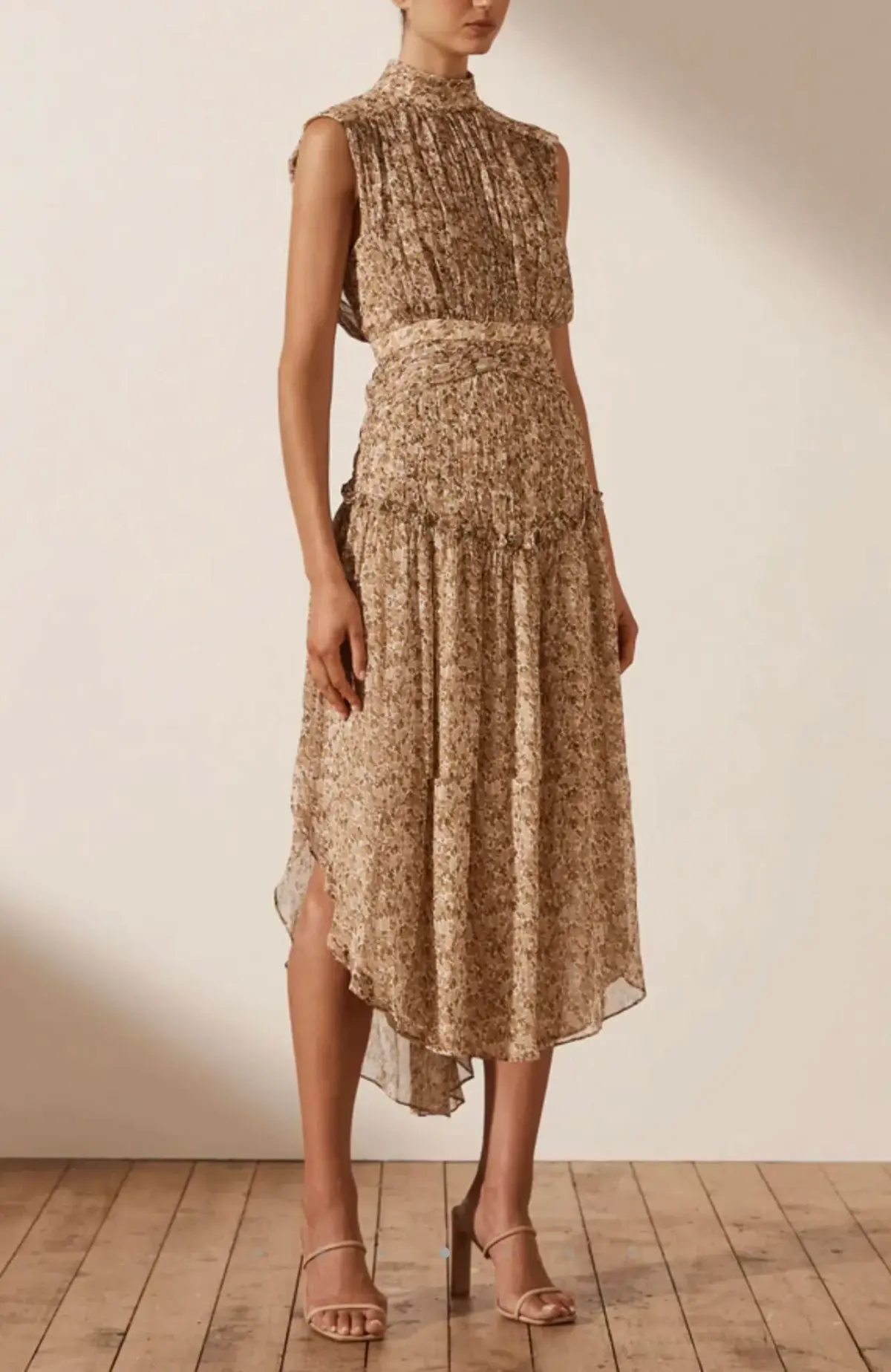 Shona Joy Ambar Sleeveless Open Back Midi Dress Brown Size 6 - Image 1
