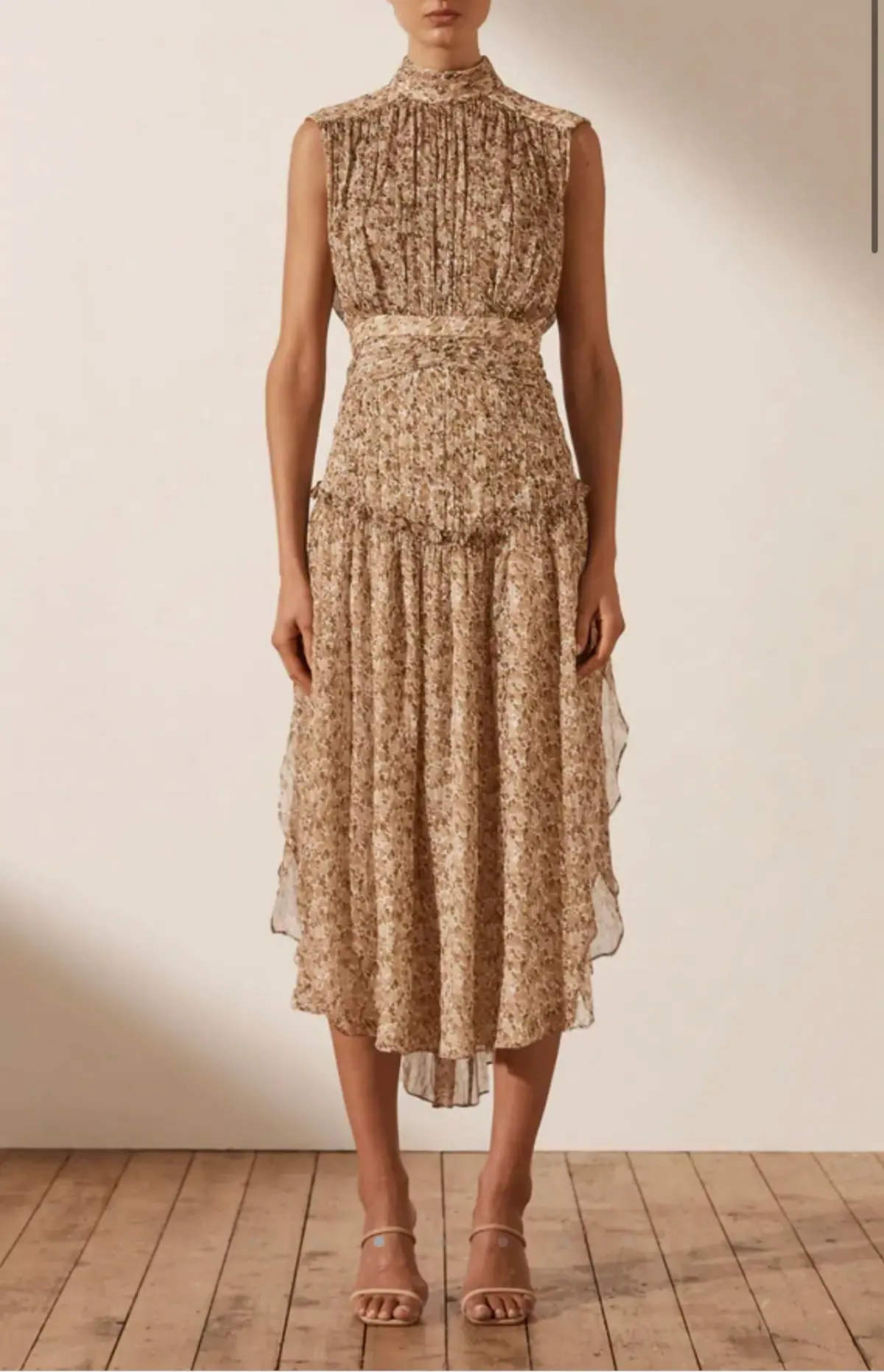 Shona Joy Ambar Sleeveless Open Back Midi Dress Brown Size 6 - Image 2