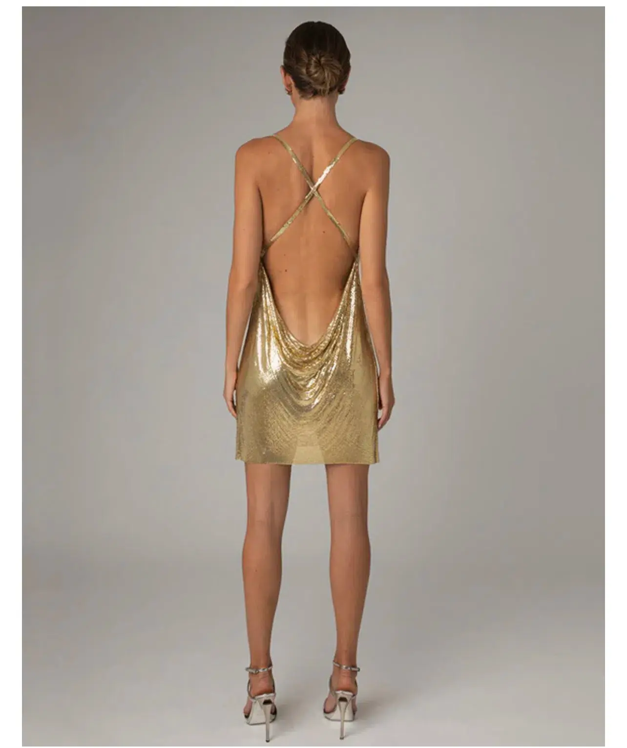 Constantina 18ct Gold Plated Metal Mesh Dress Size 8 - Image 4