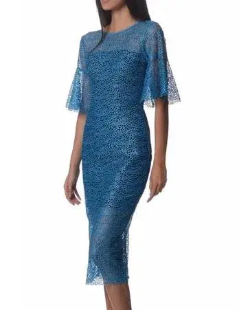 Ginger and Smart Tracery Dress with Sleeve Blue Size 10 - Image 1