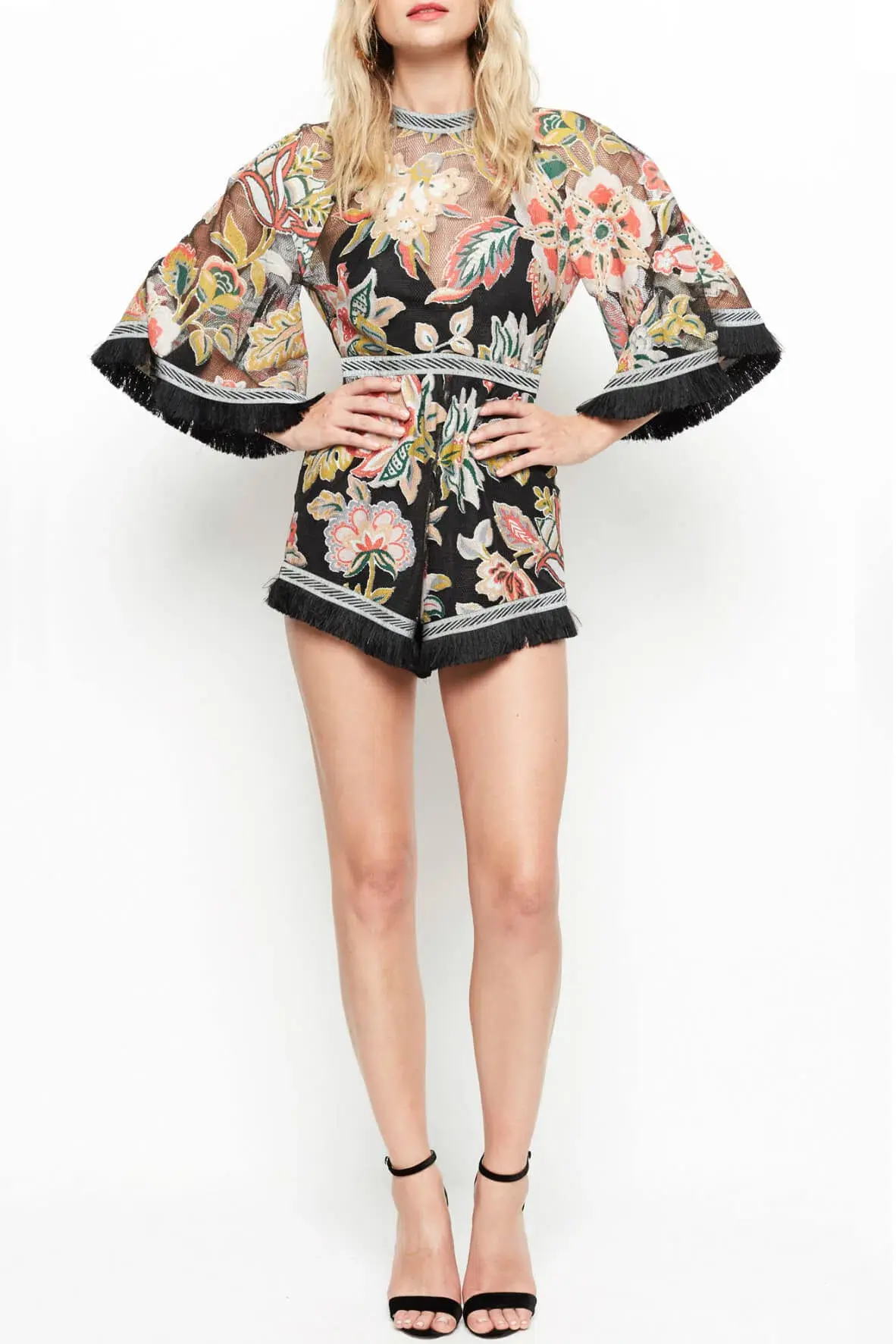 Alice McCall Georgie Boy Playsuit Black Floral Print Size 10  - Image 1