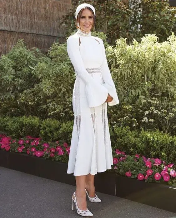 Jonathan Simkhai White Long Sleeve Cady Dress White Size 8 - Image 1