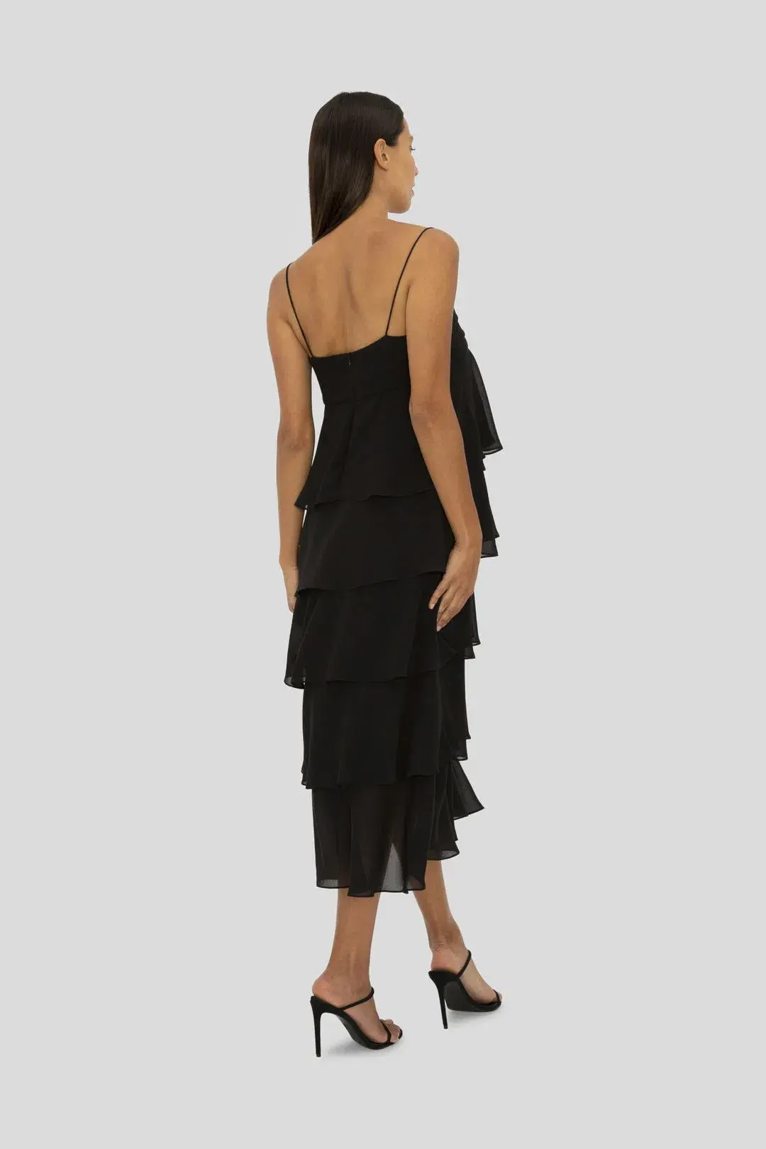 Carla Zampatti Tiered Midi Dress Navy Size 6 - Image 3