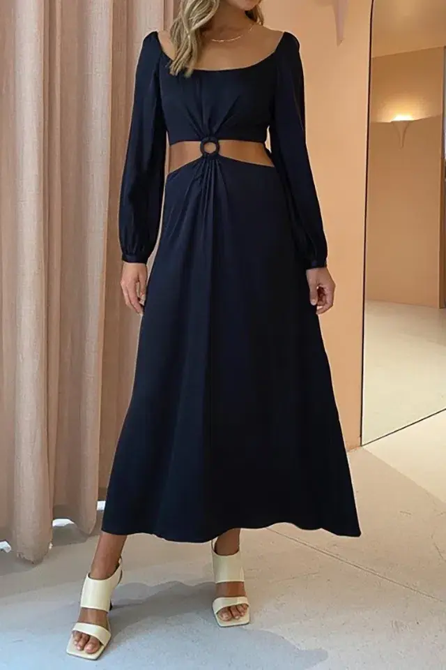 Ginia Sabrina Long Sleeve Dress Black Size 10 - Image 2