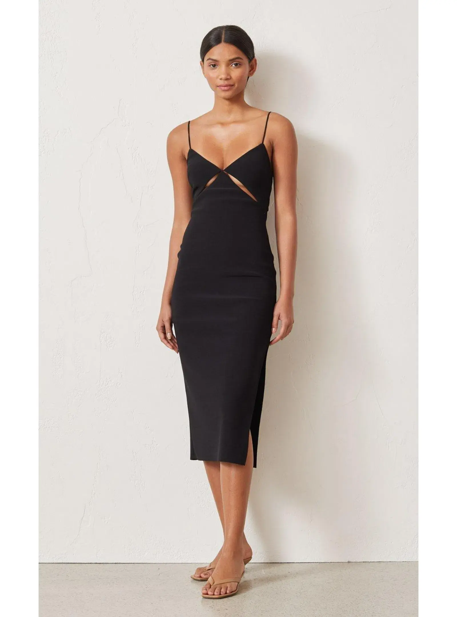 Bec & Bridge Be Mine Cut Out Midi Dress Black Size AU 6 - Image 1