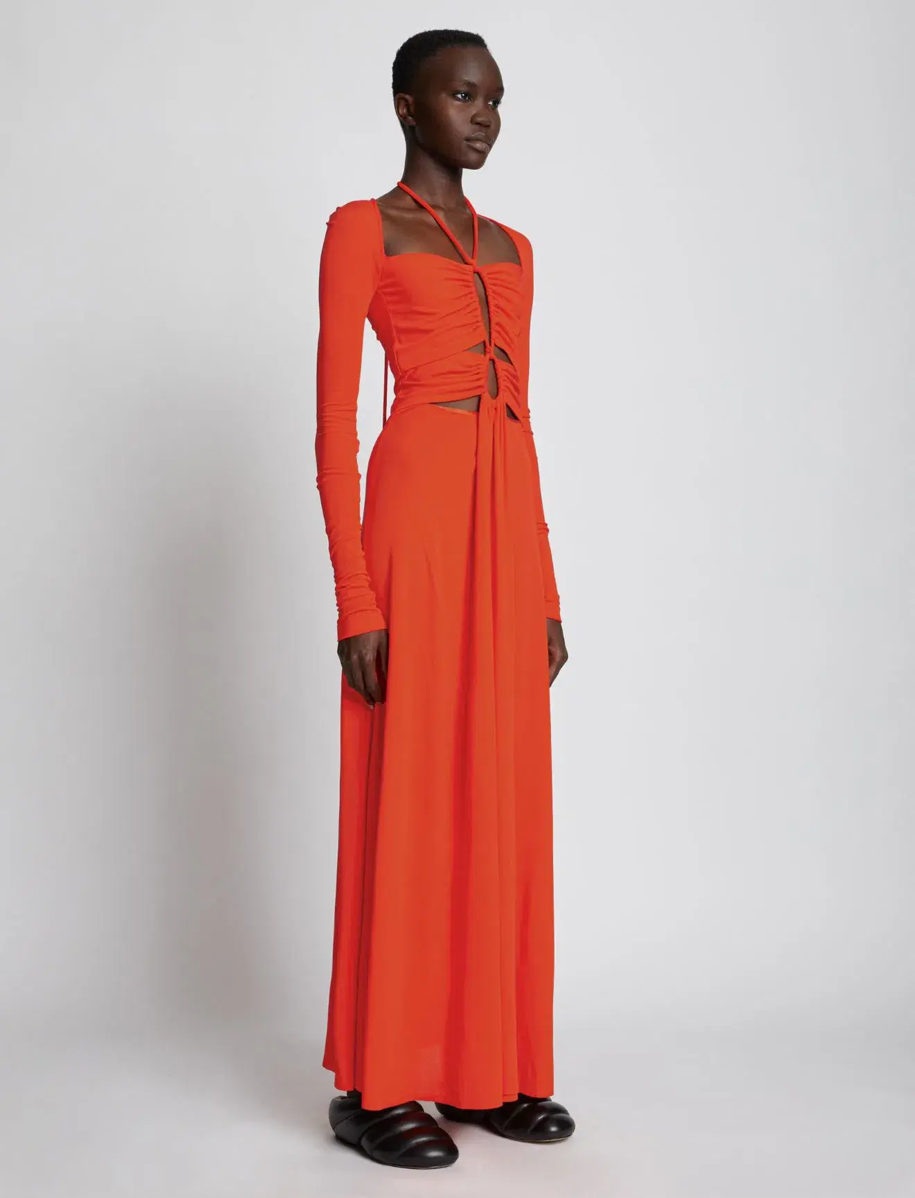 Proenza Schouler Matte Jersey Drawstring Dress Orange Size 6 - Image 5