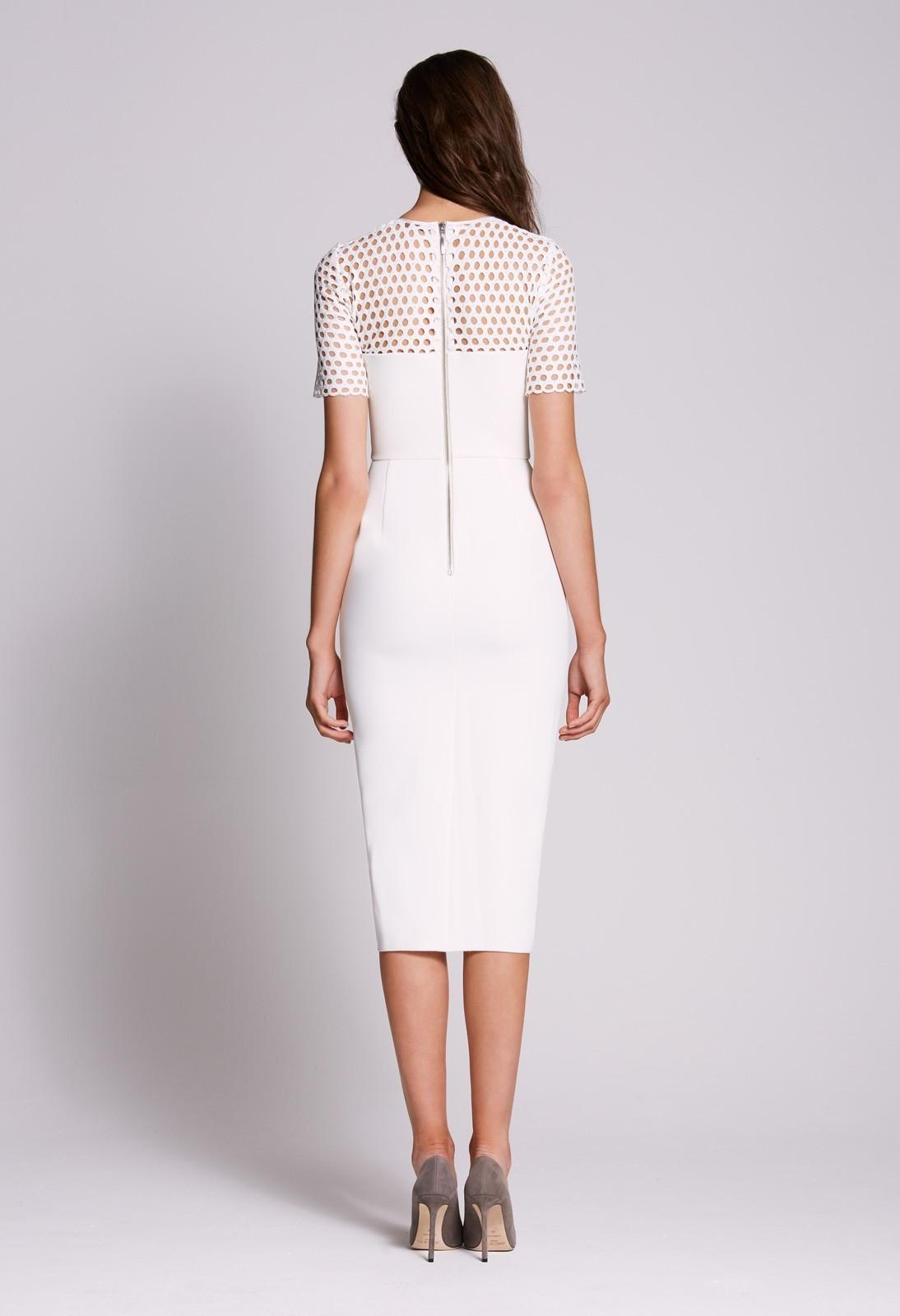 Yeojin Bae Embroidered Net Double Crepe Piper Midi Dress White Size 4 - Image 2