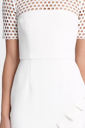 Yeojin Bae Embroidered Net Double Crepe Piper Midi Dress White Size 4 - Image 3