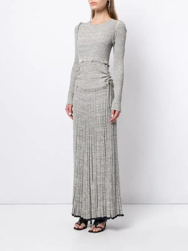 Christopher Esber Ribbed Knit Deconstruct Dress Grey Size XS - Image 1