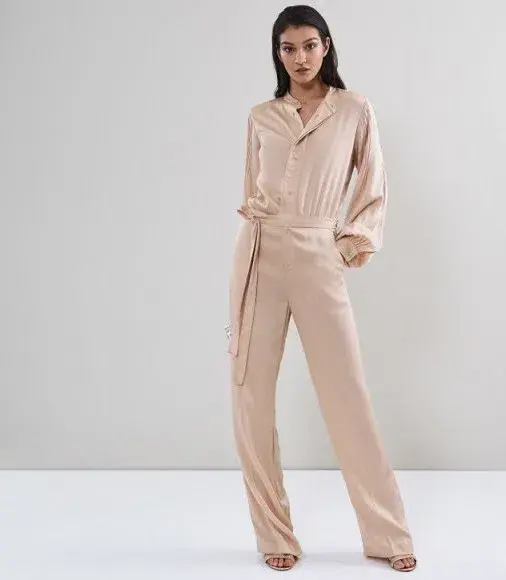 Reiss Regina Pleat Jumpsuit - Blush - Size 10 - Image 4