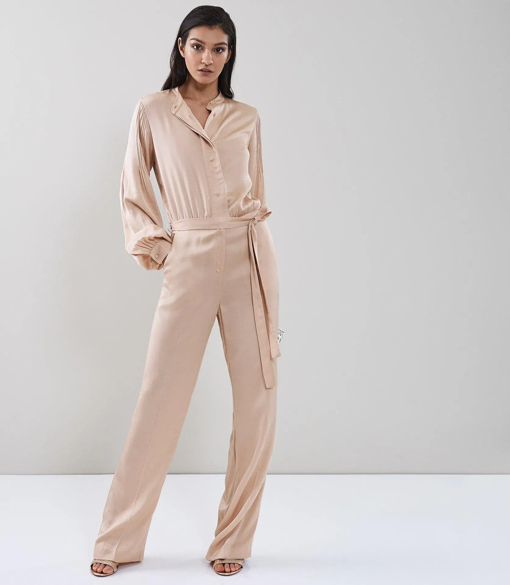 Reiss Regina Pleat Jumpsuit - Blush - Size 10 - Image 2