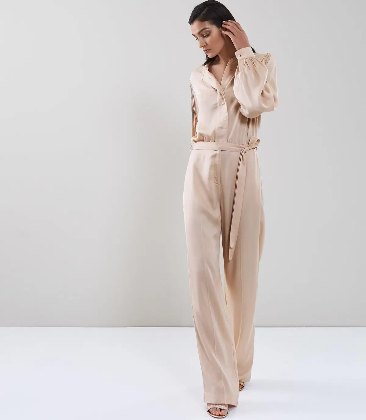 Reiss Regina Pleat Jumpsuit - Blush - Size 10 - Image 1
