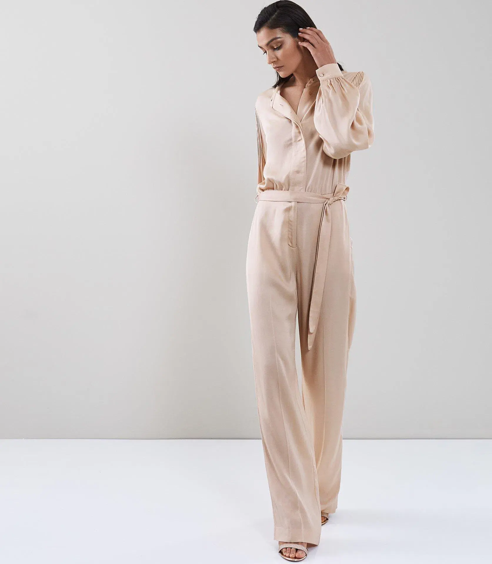 Reiss Regina Pleat Jumpsuit - Blush - Size 10 - Image 1