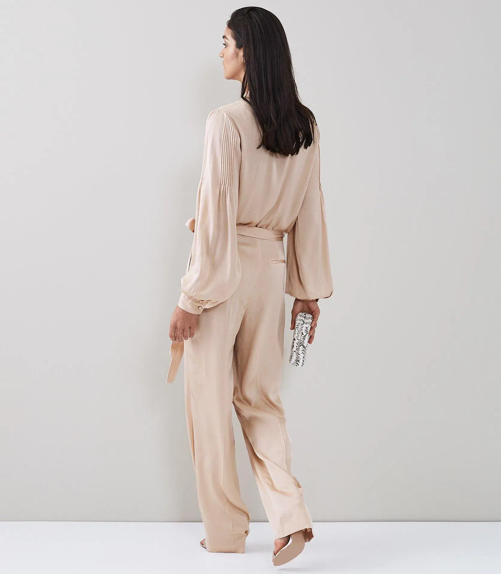 Reiss Regina Pleat Jumpsuit - Blush - Size 10 - Image 3