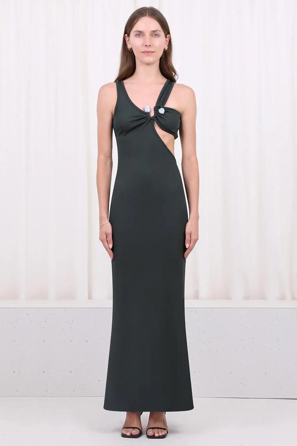 Christopher Esber Disconnect S Buckle Split Dress Green Size 8 - Image 1
