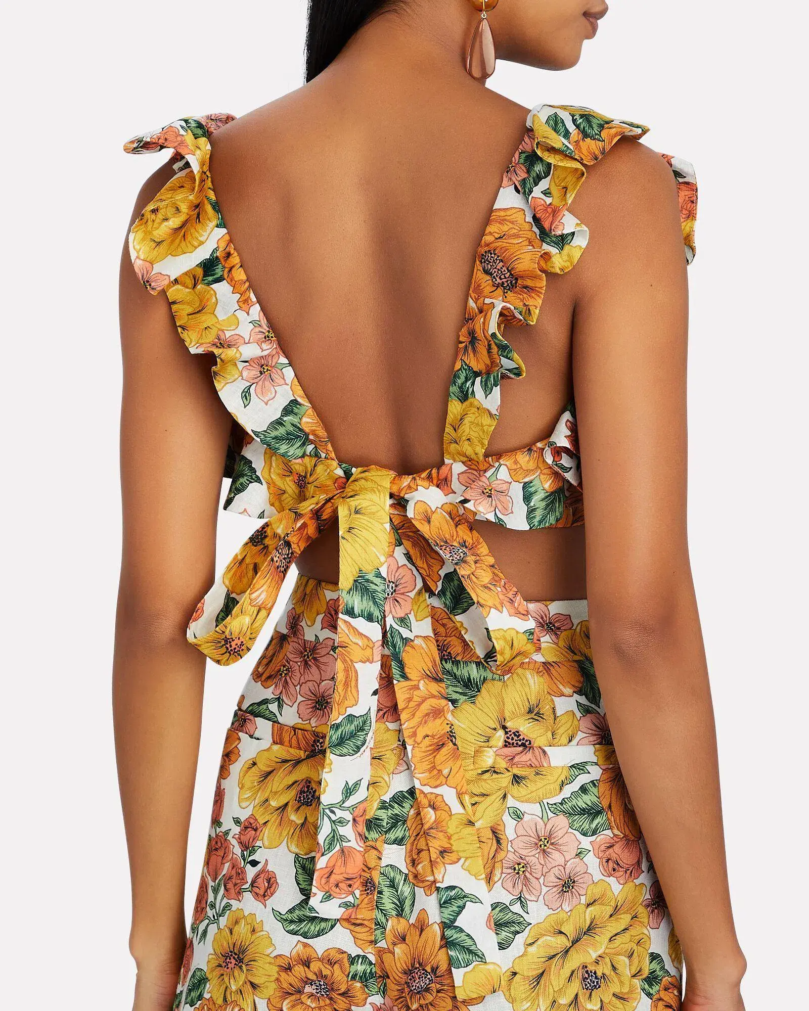 Zimmermann Poppy Frill Neck Crop Top and Cropped Flare Pants Set Print Size 0/Au 8 - Image 3