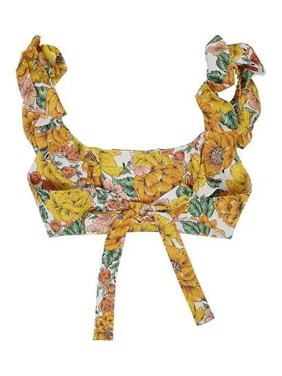 Zimmermann Poppy Frill Neck Crop Top and Cropped Flare Pants Set Print Size 0/Au 8 - Image 4