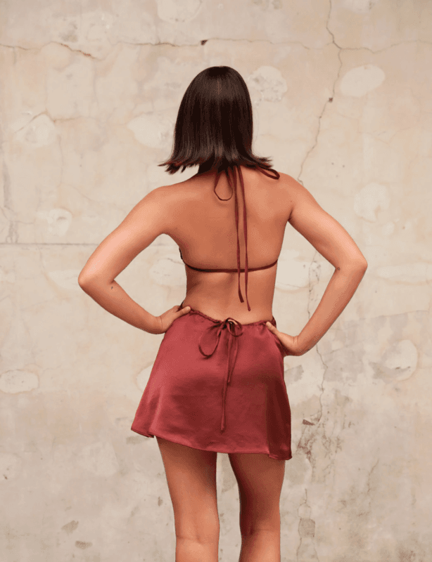 Arcina Ori Arya Mini Dress Brown Size S for rent on The Volte - main image