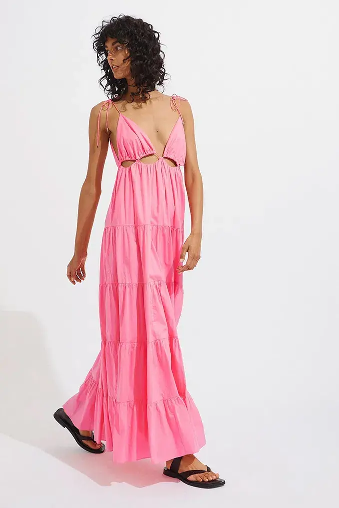 Steele Camellia Dress Neon Pink Size M - Image 3