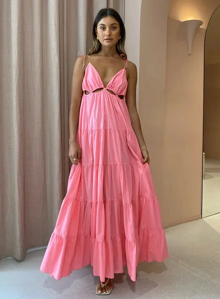 Steele Camellia Dress Neon Pink Size M - Image 1